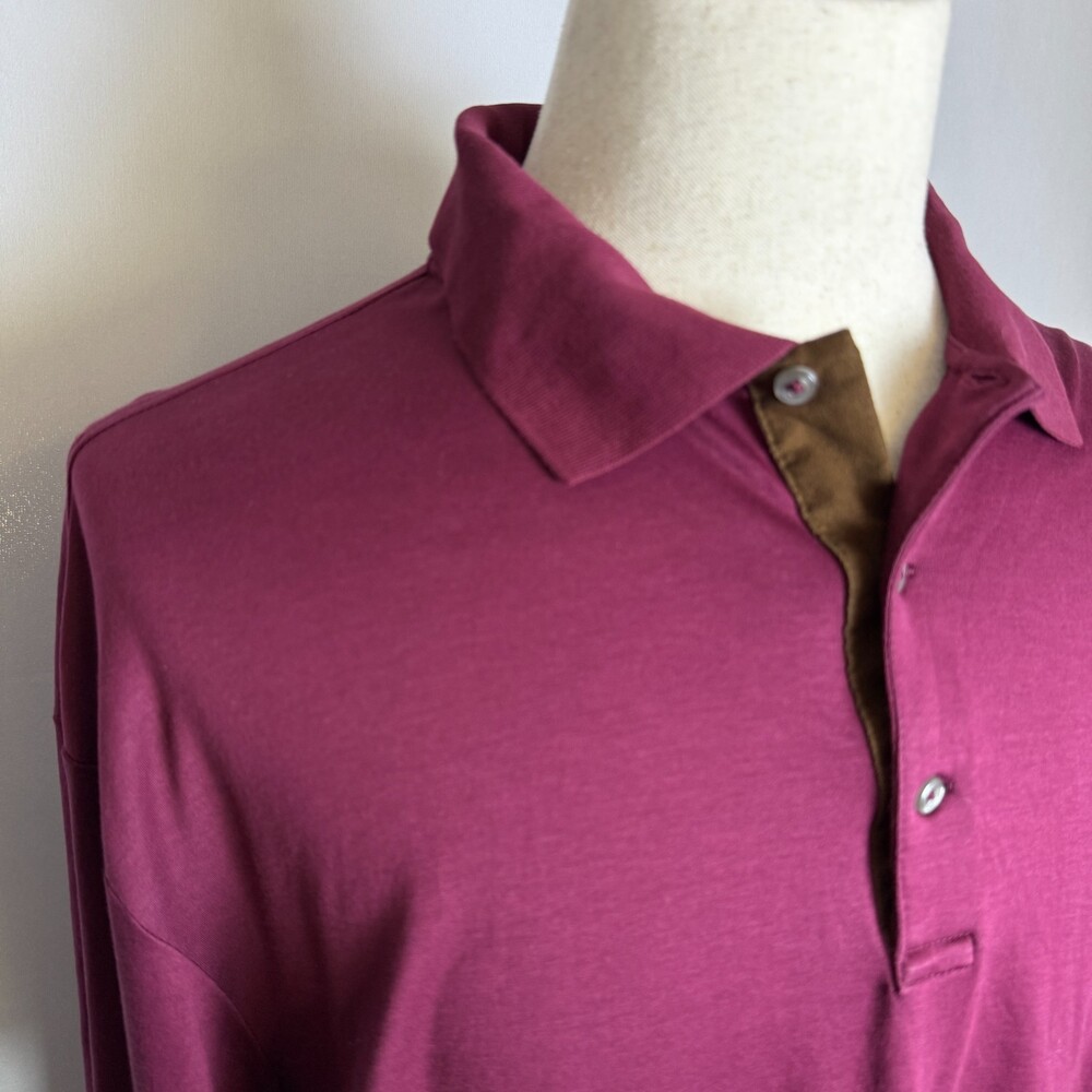 Polo Ralph Lauren Long Sleeve Polo, Sz 2XLT Tall, Burgundy/Maroon, Colored Pony - Picture 4 of 15
